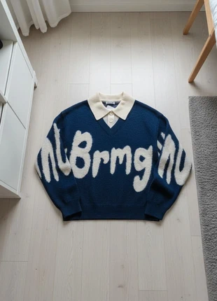 Pull Rugby Col V Bleu Marine Blanc Oversize Streetwear Taille M, marque: Vintage classic, état: Très bon état, taille: M, 50,00 €, 53,20 € Protection acheteurs incluse