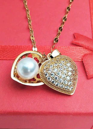 Collier acier inoxydable perle & coeur doré – Élégant & tendance, marca: Boutique Île de Beauté, estado: Nuevo sin etiquetas, 3,95 €, 4,85 € Protección al comprador Pro incluida