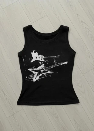 Vintage Débardeur Noir Côtelé avec Imprimé Guitare Électrique Style Grunge, brand: Vintage Dressing, condition: Very good, size: M / 38 / 10, €29.90, €32.10 includes Buyer Protection