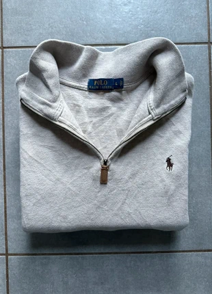 Pull Half zip 1/4 zip col camionneur Ralph Lauren | Taille L | Gris clair | Logo brodé multicolore, marke: Ralph Lauren, zustand: Sehr gut, größe: L, 53,00 €, 56,35 € inklusive Vinted-Käuferschutz