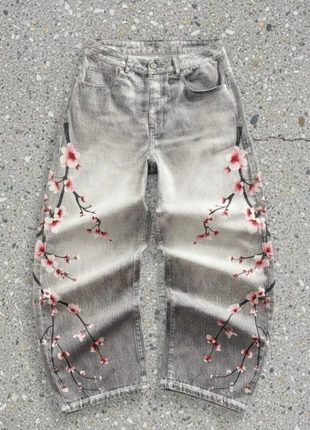 Jean large imprimé fleurs style streetwear, marque: outlane, état: Très bon état, taille: M, 54,90 €, 58,35 € Protection acheteurs incluse