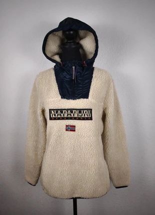 Pull Napapijri Sherpa 1/4 Zip | Capuche | Taille M Femme | Marine & Crème, brand: Napapijri, condition: Very good, size: M / 38 / 10, €64.99, €68.94 includes Buyer Protection Pro