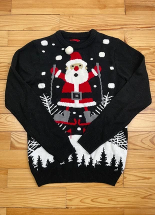 Pull de Noël Tissaïa Noir pere noel et sapin Homme Taille S / VST245, marque: Tissaia, état: Très bon état, taille: S, 15,00 €, 16,45 € Protection acheteurs incluse