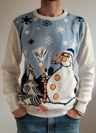 Pull de Noël Charles Wilson blanc et bleu Taille L, brand: Charles Wilson, condizioni: Ottime, taglia: L, €7.00, €8.05 include la Protezione acquisti