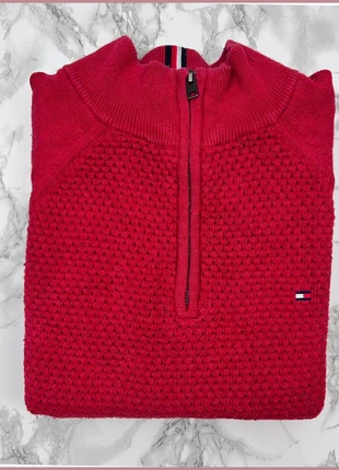 Sweat/Pull 1/4 Zip, Halfzip Tommy Hilfiger Rouge / Col camionneur / Logo brodé / Taille M Homme, merk: Tommy Hilfiger, staat: Heel goed, maat: M, € 35,00, € 37,45 inclusief Kopersbescherming