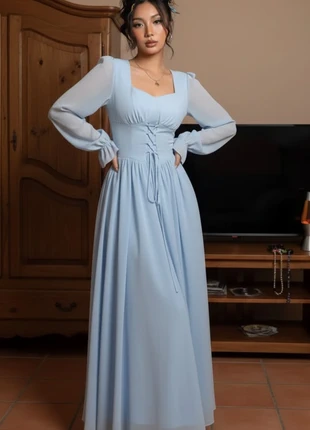 Robe longue bleu ciel corset princesse – cérémonie & soirée, condition: Very good, size: M / 38 / 10, €49.90, €53.10 includes Buyer Protection Pro