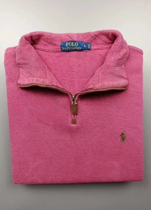 Pull Ralph Lauren half zip demi zip 1/4 zip col camionneur Lila logo brodé vert Taille L, brand: Ralph Lauren, condition: Good, size: L, €45.00, €47.95 includes Buyer Protection