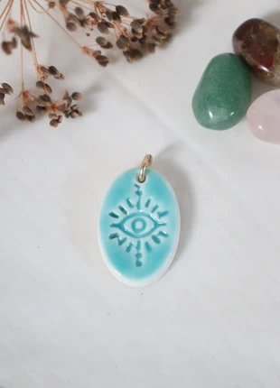 Petite breloque pendentif œil protecteur boho porcelaine céramique fait main en France, marque: Fait Main, état: Très bon état, 8,85 €, 9,99 € Protection acheteurs (Pro) incluse