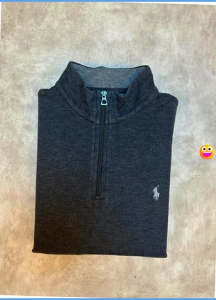 Pull à col roulé / quarter zip / zip 1/4 Ralph Lauren gris logo blanc taille L -180cm, marca: Ralph Lauren, estado: Muito bom, tamanho: L, €55.00, €58.45 inclui Proteção do Comprador Pro