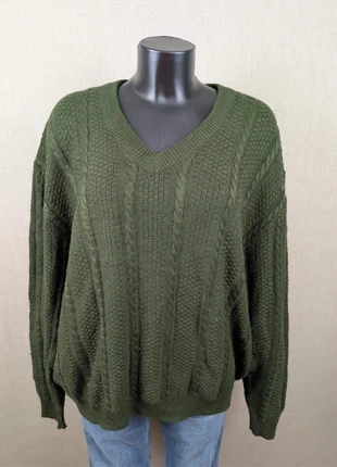 Pull col V Vintage 90's rétro en laine Vert Femme Taille XXL |P014, marque: Vintage Dressing, état: Bon état, taille: XXL / 44 / 16, 10,90 €, 12,15 € Protection acheteurs incluse