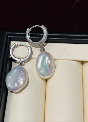 Keshi pearl earrings hooks with zirconia, brand: Pearl, condition: Very good, £13.00, £14.35 includes Buyer Protection