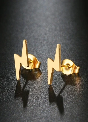 Gold Stainless Steel Lightning Bolt Stud Earrings – Hypoallergenic, Brand New, brand: Lightning Bolt, condition: New with tags, £6.00, £7.00 includes Buyer Protection