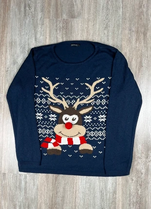 Pull Moche de Noël bleu marine avec renne, Taille XL, merk: Vintage Dressing, staat: Heel goed, maat: XL / 42 / 14, € 12,00, € 13,30 inclusief Kopersbescherming Pro