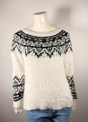 Black & White Nordic Sweater for Women, cozy winter style, marque: Vintage Dressing, état: Très bon état, taille: S / 36 / 8, 18,90 €, 20,55 € Protection acheteurs incluse
