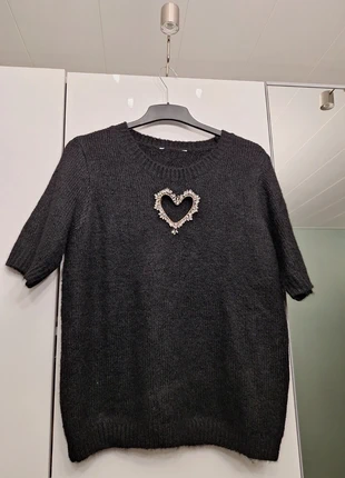 Pull noir coeur argente ajouré, marque: LolaLiza, état: Neuf sans étiquette, taille: XL / 42 / 14, 22,00 €, 23,80 € Protection acheteurs incluse