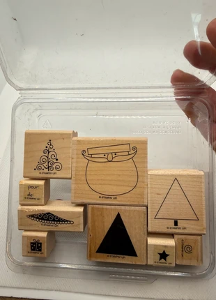 Lot 9 tampons bois Stampin’ Up! Noël / formes / étiquettes, marque: Stampin' Up!, état: Très bon état, 5,00 €, 5,95 € Protection acheteurs incluse