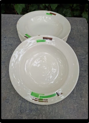 Lot de 9 assiettes creuses vintage Maastricht Ø23 cm – art déco rétro, marque: Maastricht, état: Bon état, 11,00 €, 12,25 € Protection acheteurs incluse