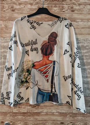 Pull Léger Imprimé Graphique "Beautiful Day", marque: sansmarque, état: Très bon état, taille: S / 36 / 8, 6,50 €, 7,53 € Protection acheteurs incluse