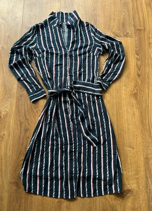 Jean Pascale Lange Shirt Dress - Maat 36 - Navy Streep/Touwmotief - Tailleriem, marque: Jean Pascale, état: Très bon état, taille: S / 36 / 8, 6,99 €, 8,04 € Protection acheteurs incluse