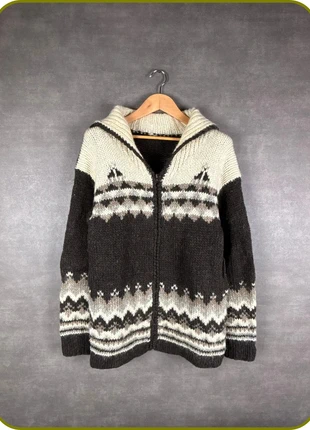 Cardigan femme à capuche en laine épaisse motifs nordiques marron et beige taille XL, marke: Vintage Dressing, zustand: Sehr gut, größe: XL / 42 / 14, 20,00 €, 21,70 € inklusive Vinted-Käuferschutz