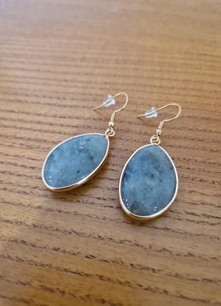 Boucles d'oreilles pendantes en pierre naturelle véritable labradorite grise, brand: labradorite, condition: New without tags, €12.00, €13.30 includes Buyer Protection
