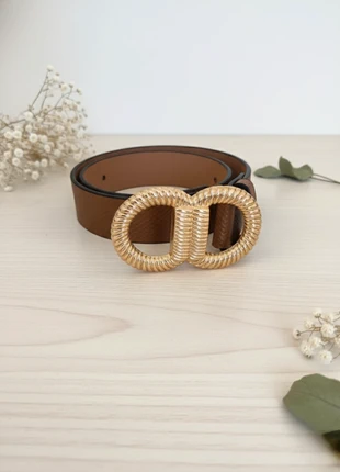 Statement Gold Buckle Brown Belt - Size Large - Chic & Versatile, brand: TU, condition: Good, size: Adjustable, £3.99, £4.89 includes Buyer Protection