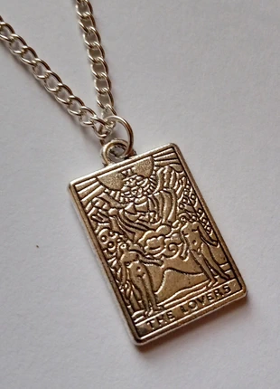 Silver Plate Lovers Tarot Card Romantic Necklace, condition: New without tags, £2.50, £3.33 includes Buyer Protection
