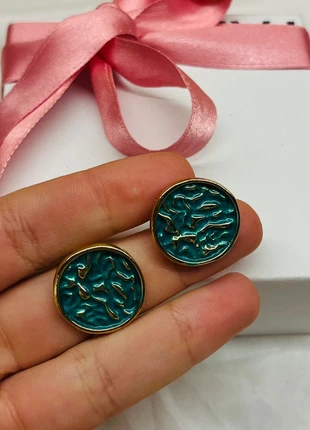 Orecchini cerchio verdi e oro, brand: INOX, condizioni: Nuovo con cartellino, €5.50, €6.48 include la Protezione acquisti Pro