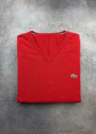 Pull sweat Col V Lacoste | rouge coton logo brodé | Taille L, marke: Lacoste, zustand: Gut, größe: L, 14,00 €, 15,40 € inklusive Vinted-Käuferschutz
