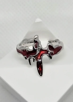 Bague gothique argenté rouge ajustable inoxydable, marque: CHROME, état: Très bon état, taille: Ajustable, 9,95 €, 11,15 € Protection acheteurs (Pro) incluse