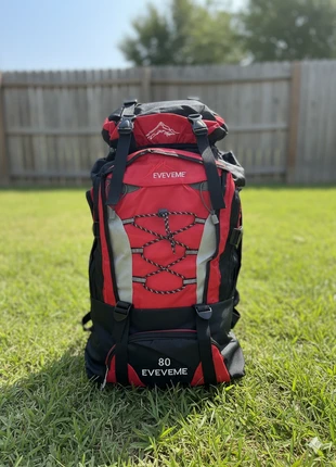 Sac à dos de randonnée 80 L – Noir & rouge – Léger et spacieux, brand: EVEVEME, condizioni: Nuovo senza cartellino, €20.00, €21.70 include la Protezione acquisti Pro