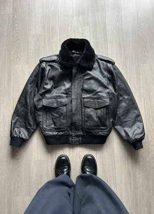 80's Vintage Real Leather Jacket Bombers Genuine US Army, staat: Goed, maat: XL, € 69,95, € 74,15 inclusief Kopersbescherming