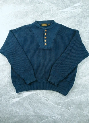Pull vintage col montant à boutons Eddie Bauer - Bleu marine - Taille L - Made in USA, brand: Eddie Bauer, condizioni: Buone, taglia: L, €29.00, €31.15 include la Protezione acquisti Pro