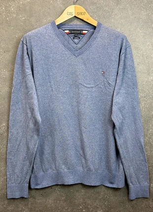 Tommy Hilfiger Pull Col V Bleu XL Homme laine / coton Logo brodé #0356, marque: Tommy Hilfiger, état: Très bon état, taille: XL, 20,00 €, 21,70 € Protection acheteurs (Pro) incluse
