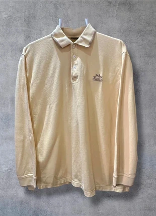 Y2K Vintage 90s Buttery-colored Long-Sleeved Polo Shirt with Hip Hop Embroidery, One-of-a-Kind, marque: Vintage Dressing, état: Très bon état, taille: L, 15,99 €, 17,49 € Protection acheteurs incluse