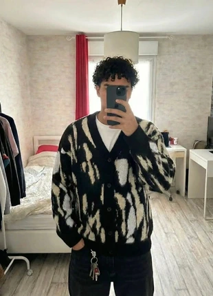 Cardigan Noir & Blanc Effet Mohair - Style Streetwear / Y2K, marque: Texture Lab, état: Très bon état, taille: M, 52,99 €, 56,34 € Protection acheteurs incluse