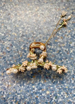 Pince cheveux dorée fleurs perles, brand: Boutique indépendante, condition: Very good, €7.00, €8.05 includes Buyer Protection