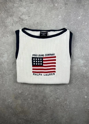 Pull Sans Manches Polo Ralph Lauren Taille M Femme Blanc Drapeau Flag Américain Côtelé #F18, brand: Ralph Lauren, condizioni: Nuovo senza cartellino, taglia: M / IT 42 / EU 38, €50.00, €53.20 include la Protezione acquisti Pro