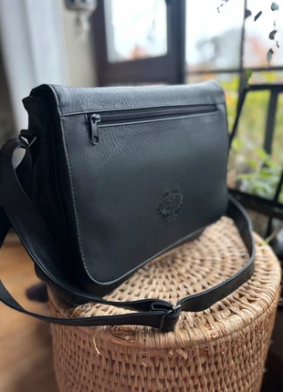 Black Leather Messenger Bag, brand: Work, condition: New without tags, €9.99, €11.19 includes Buyer Protection
