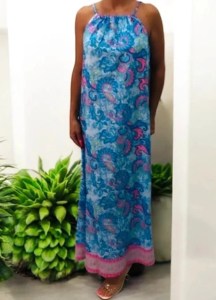 vestido largo estampado azul 🩵 robe longue imprimée bleue, marque: Local, état: Neuf avec étiquette, taille: M / 38 / 10, 15,00 €, 16,45 € Protection acheteurs incluse