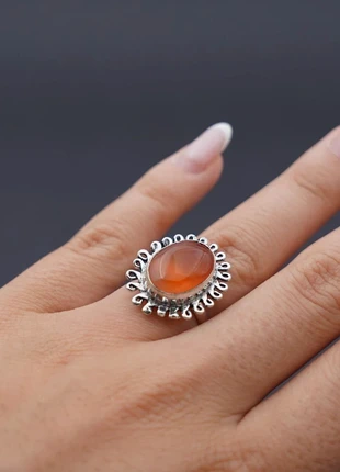 925 Sterling Silver Carnelian Ring Size O, brand: Silver, condition: Very good, size: 17.7 mm / O½, £13.99, £15.39 includes Buyer Protection