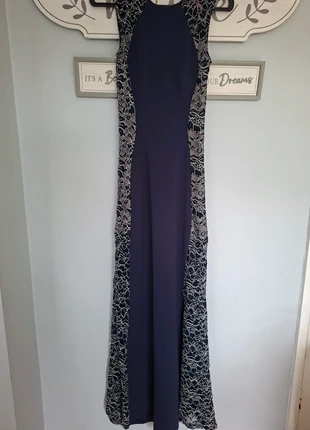 Royal blue full length evening, christmas party, cocktail dress, with side lined lace panelling, brand: Lipsy, condition: Very good, size: S / 8, £7.00, £8.05 includes Buyer Protection
