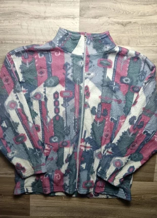 Polaire Vintage 90s Zip Col Montant Motif Abstrait Rétro Psychedélique / taille L, brand: Vintage Dressing, condition: Very good, size: L / 40 / 12, €10.00, €11.20 includes Buyer Protection