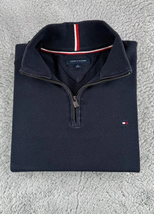 Pull Half zip 1/4 zip col camionneur Tommy Hilfiger coton | Bleu marine logo brodé | Taille XL 00675, brand: Tommy Hilfiger, condizioni: Buone, taglia: XL, €16.00, €17.50 include la Protezione acquisti Pro