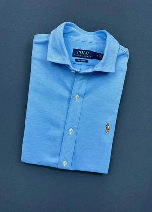 Chemise homme - Knit Oxford - Unie Bleue - Logo brodé Marron Ralph Lauren - Taille XS, brand: Ralph Lauren, condizioni: Ottime, taglia: S, €59.00, €62.65 include la Protezione acquisti Pro