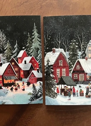 SALE! Set van 2 dubbele wenskaarten 'Winterdorp' inclusief enveloppen, staat: Nieuw met prijskaartje, € 1,00, € 1,75 inclusief Kopersbescherming