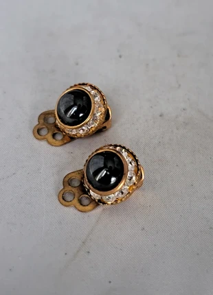 Vintage oorbellen Clips clip oorbel clip on glas cabochon en strass steentjes, merk: Vintage, staat: Goed, € 3,75, € 4,64 inclusief Kopersbescherming