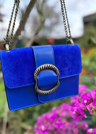 Sac en cuir bleu électrique made In Italie - chaîne amovible - boucle style Sézane, marca: The Genuine Leather, estado: Nuevo con etiquetas, 59,00 €, 62,65 € Protección al comprador incluida