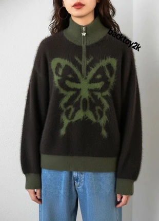 Pull Fluffy Papillon Marron et Vert Col Zippé Taille M Y2K/Grunge, marque: friperie, état: Très bon état, taille: M / 38 / 10, 43,90 €, 46,80 € Protection acheteurs incluse