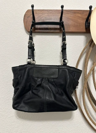 Vintage Y2K Coach Black Leather Soho Pleated Satchel Shoulder Bag, brand: Coach, condition: Very good, $40.00, $42.70 includes Buyer Protection